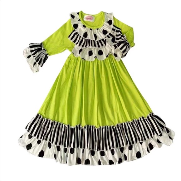 Finding Modest Boutique Other - 🌿ONLY 2 left! Size 6 Ruffle Lime Mixed Dress